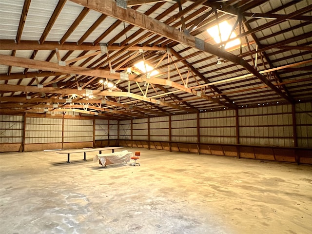 garage with metal wall