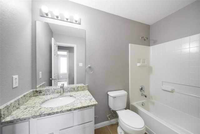 116 Birdbrook Dr, Anna, TX 75409 - full bathroom featuring tub / shower combination, baseboards, toilet, vanity, and tile patterned flooring