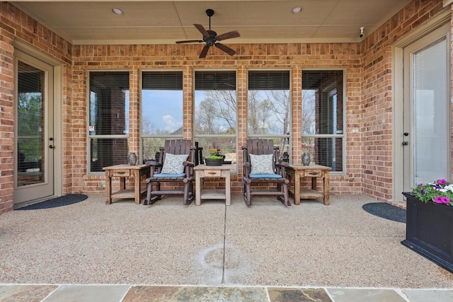 view of patio / terrace with a ceiling fan