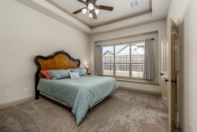 681 Harper Dr, Fate, TX 75087 - carpeted bedroom with crown molding, baseboards, and a ceiling fan