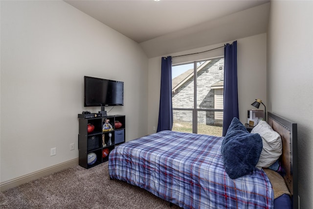 681 Harper Dr, Fate, TX 75087 - bedroom featuring lofted ceiling, carpet flooring, and baseboards