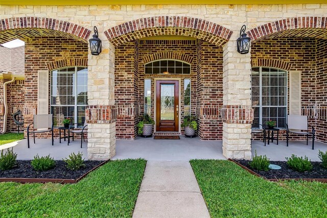 1232 N Boling Ranch Rd, Azle, TX 76020 - french country style house featuring brick siding, a chimney, and roof with shingles