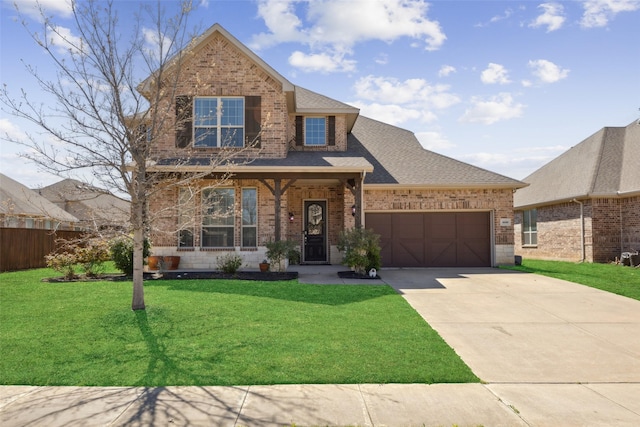 4600 Periwinkle Dr, Mansfield, TX 76063 - traditional-style home featuring brick siding, a garage, driveway, and a shingled roof