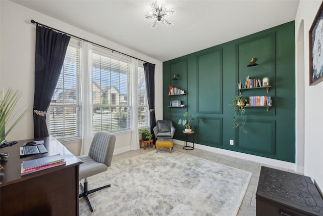 4600 Periwinkle Dr, Mansfield, TX 76063 - home office with baseboards and a decorative wall