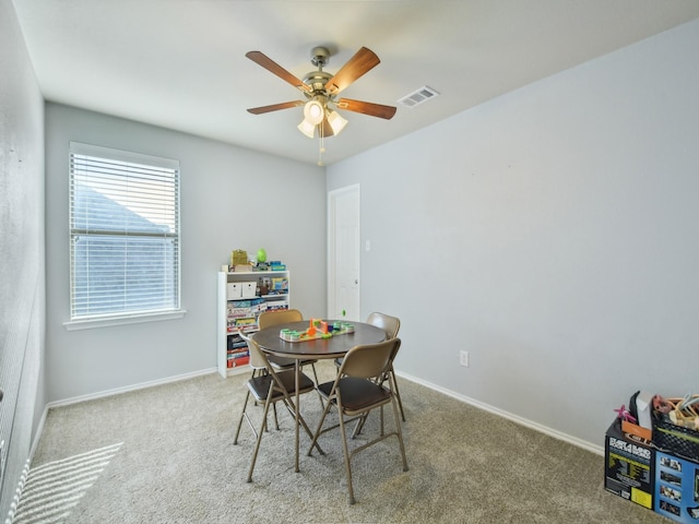 4013 Hollow Lake Rd, Fort Worth, TX 76262 - carpeted dining room featuring ceiling fan and baseboards