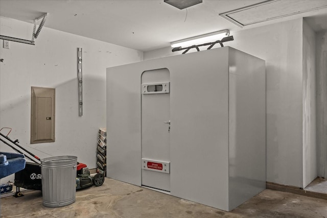 garage with electric panel