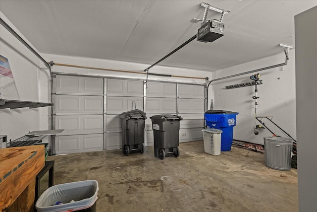 garage with a garage door opener