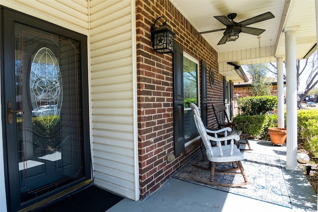819 Meandering Way, Mesquite, TX 75150 - covered porch featuring ceiling fan