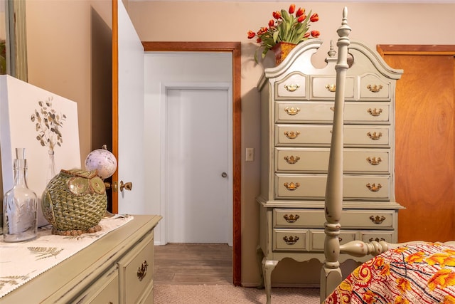 bedroom featuring light wood-style flooring