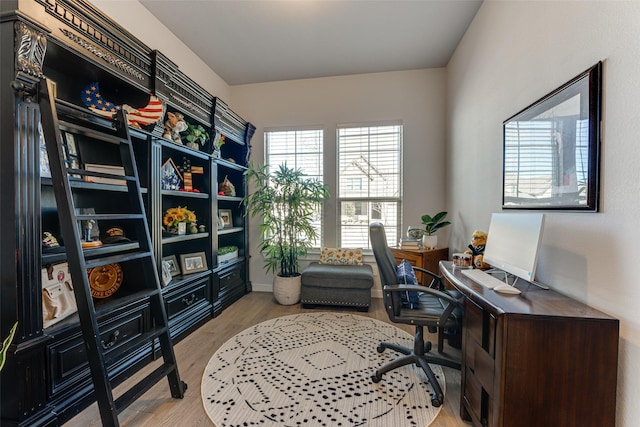 home office featuring light wood-type flooring