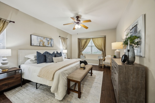 9721 Stripling Dr, Fort Worth, TX 76244 - bedroom with wood finished floors, ceiling fan, and baseboards