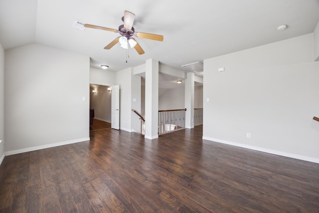 9721 Stripling Dr, Fort Worth, TX 76244 - empty room featuring wood finished floors, a ceiling fan, attic access, and baseboards