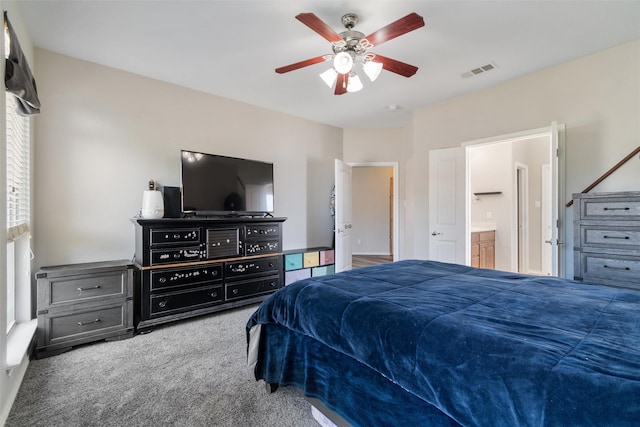 5532 Grayson Ridge Dr, Fort Worth, TX 76179 - carpeted bedroom with ensuite bath and ceiling fan
