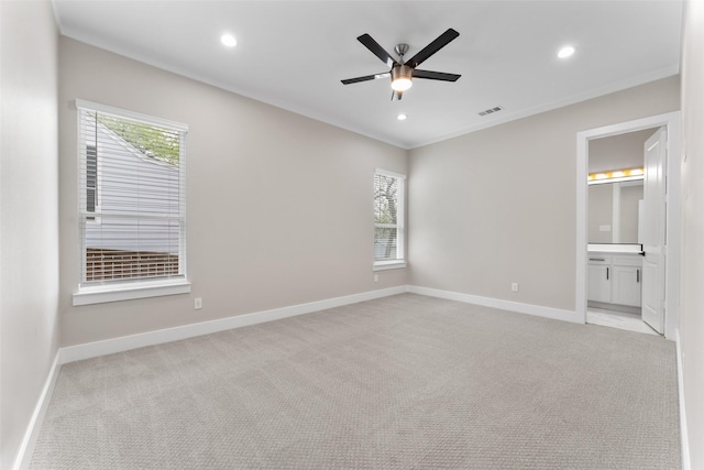 2111 Brookhaven Dr, Dallas, TX 75224 - unfurnished bedroom featuring light colored carpet, visible vents, recessed lighting, and baseboards