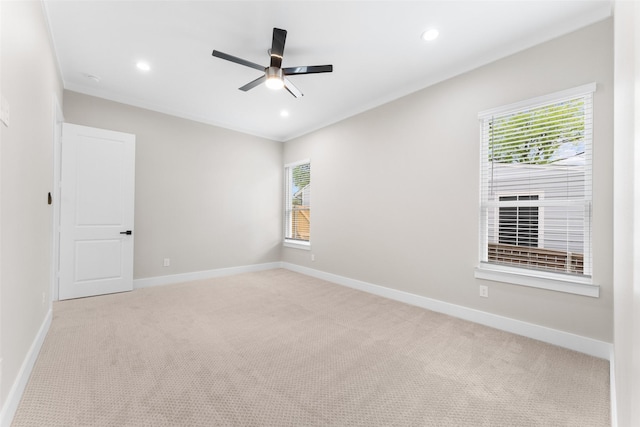 2111 Brookhaven Dr, Dallas, TX 75224 - empty room with light carpet, baseboards, ceiling fan, and recessed lighting