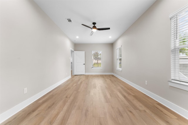 2111 Brookhaven Dr, Dallas, TX 75224 - unfurnished room with recessed lighting, light wood-style floors, baseboards, and ceiling fan