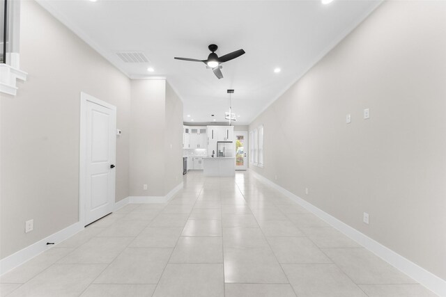 2111 Brookhaven Dr, Dallas, TX 75224 - unfurnished living room featuring a ceiling fan, recessed lighting, baseboards, and visible vents