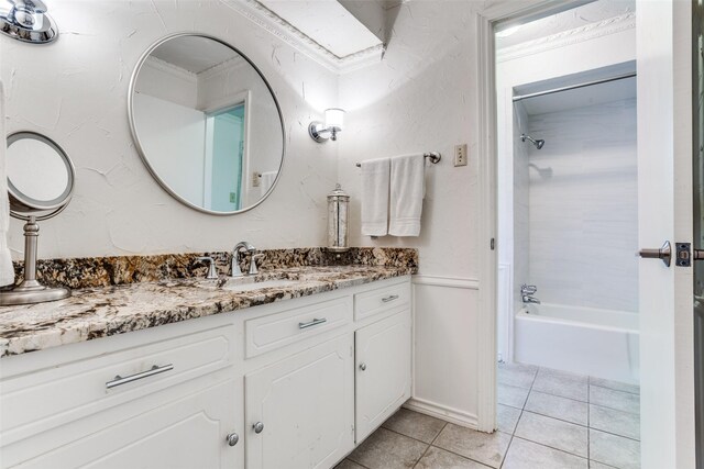 3201 Canyon Creek Dr, Richardson, TX 75080 - bathroom featuring vanity, tile patterned floors, and shower / bath combination