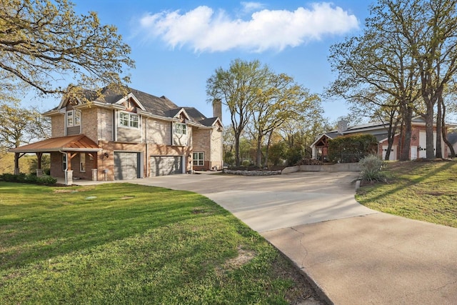 3713 Hidden Trl, Flower Mound, TX 75022 - view of front of house featuring concrete driveway, an attached garage, brick siding, and a front lawn