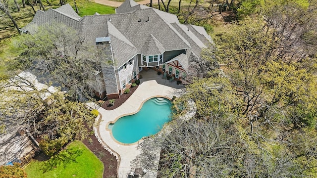 3713 Hidden Trl, Flower Mound, TX 75022 - aerial view of property and surrounding area featuring a pool area