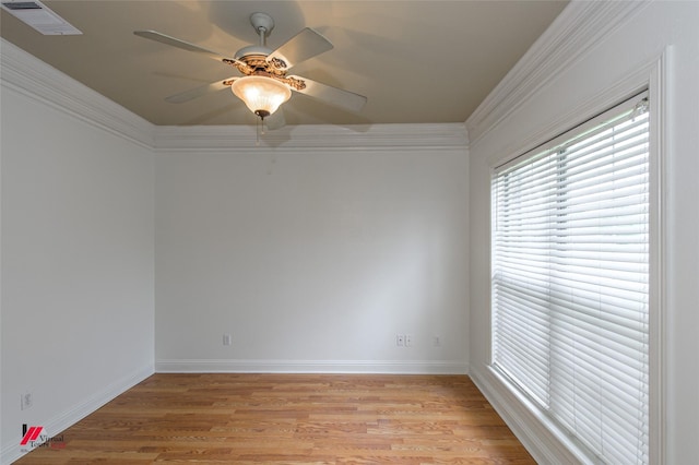 339 Hunters Holw, Bossier City, LA 71111 - unfurnished room featuring visible vents, crown molding, light wood-style flooring, and a ceiling fan