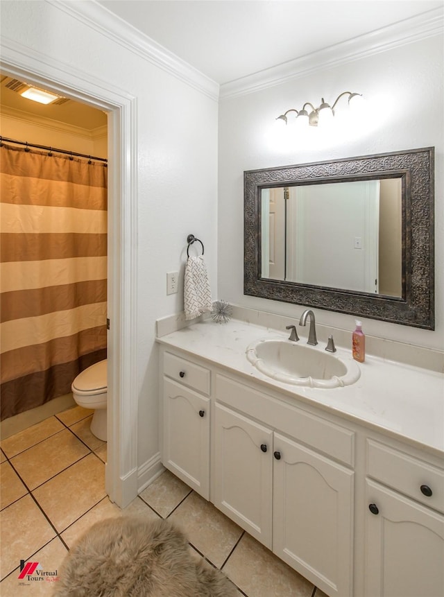 339 Hunters Holw, Bossier City, LA 71111 - full bath featuring ornamental molding, toilet, tile patterned flooring, and vanity