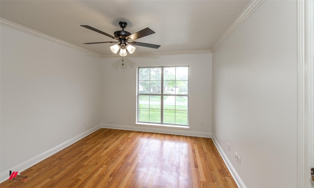 339 Hunters Holw, Bossier City, LA 71111 - unfurnished room with a ceiling fan, ornamental molding, baseboards, and light wood finished floors