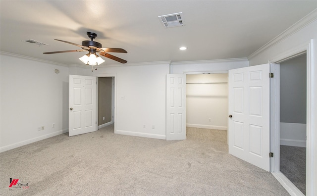 339 Hunters Holw, Bossier City, LA 71111 - unfurnished bedroom with crown molding, light colored carpet, and visible vents