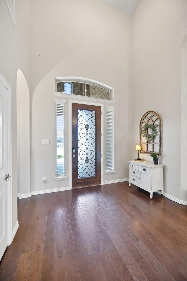216 Equestrian Rd, Hickory Creek, TX 75065 - entryway featuring a towering ceiling, hardwood / wood-style floors, and baseboards