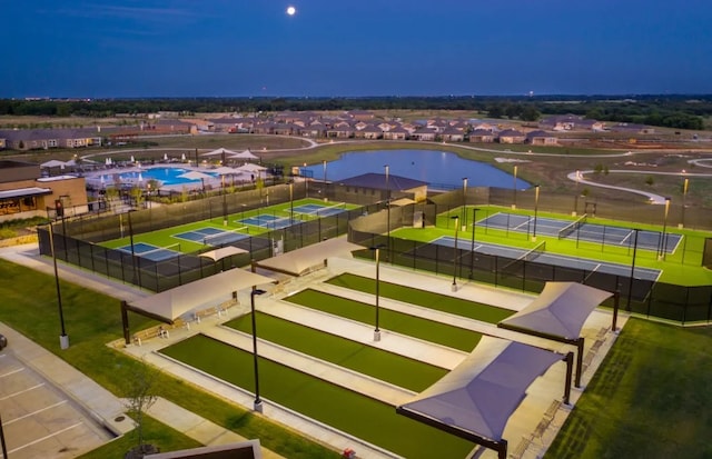 7652 Monument Dr, Little Elm, TX 76227 - drone / aerial view of a pool area and a large body of water