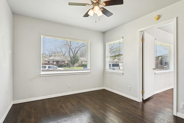 10319 Sylvia Dr, Dallas, TX 75228 - spare room featuring wood finished floors, a ceiling fan, and baseboards