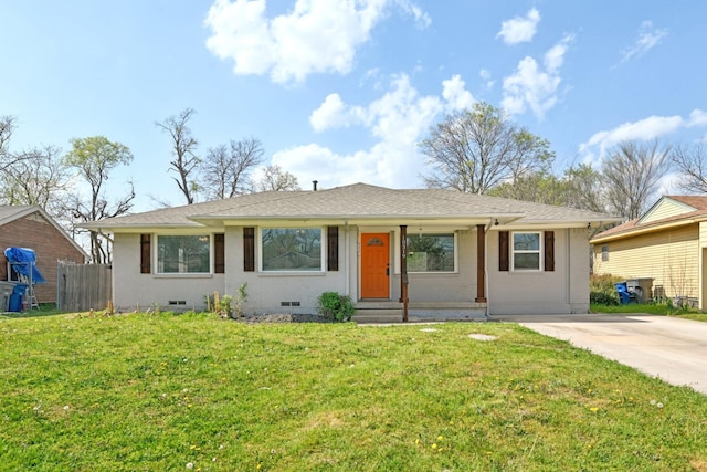10319 Sylvia Dr, Dallas, TX 75228 - ranch-style house with crawl space, brick siding, and a shingled roof
