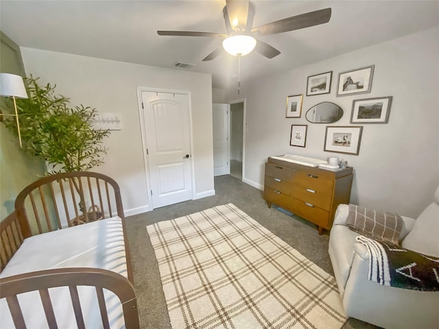 2282 Torch Lake Dr, Forney, TX 75126 - carpeted bedroom featuring baseboards, ceiling fan, and visible vents
