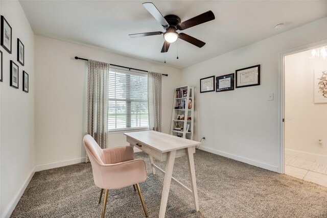 2282 Torch Lake Dr, Forney, TX 75126 - carpeted office featuring baseboards and ceiling fan