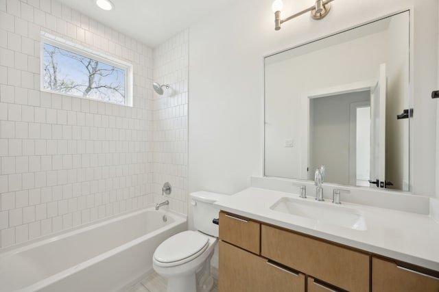 full bathroom with toilet, shower / bathing tub combination, and vanity