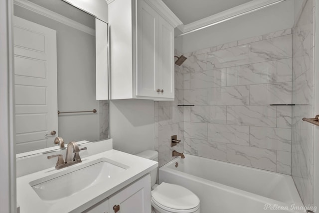 1113 Forest Trail Dr, Shreveport, LA 71106 - bathroom featuring ornamental molding, vanity, and tub / shower combination