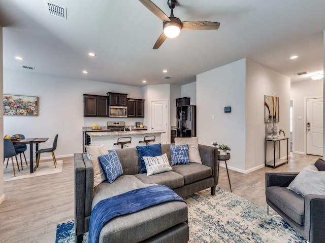 6309 Miners Chapel Dr, Fort Worth, TX 76179 - living area with ceiling fan, recessed lighting, and light wood finished floors