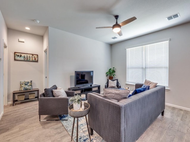 6309 Miners Chapel Dr, Fort Worth, TX 76179 - living room with ceiling fan, light wood-type flooring, and recessed lighting