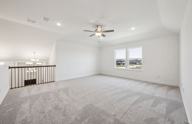 4376 Noble Ln, Midlothian, TX 76065 - carpeted spare room with a chandelier, recessed lighting, ceiling fan, and baseboards