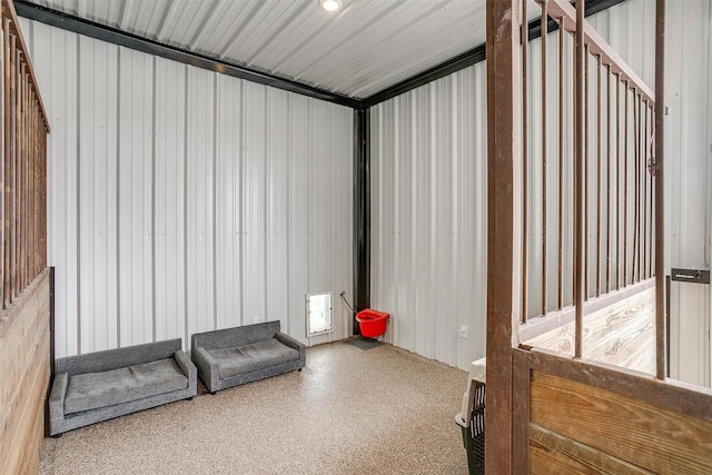 interior space with metal wall