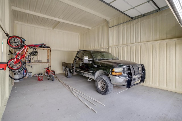 garage featuring metal wall