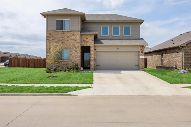 5228 Star Bright Dr, Fort Worth, TX 76179 - view of front facade featuring roof with shingles, fence, driveway, a front yard, and a garage