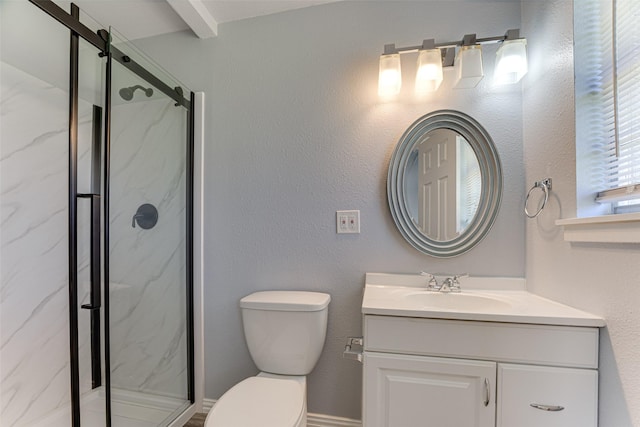 1805 Austin Dr, Kaufman, TX 75142 - full bath with toilet, a marble finish shower, and vanity