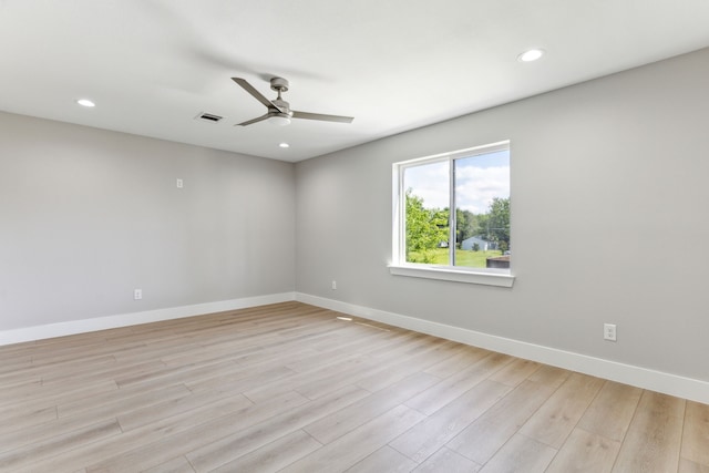 4513 Lakecrest Dr, The Colony, TX 75056 - spare room featuring a ceiling fan, light wood finished floors, baseboards, and recessed lighting