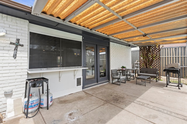 view of patio / terrace featuring french doors