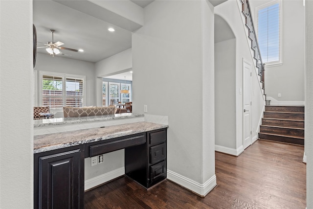 1630 Old Oak Ct, Prosper, TX 75078 - bathroom featuring ceiling fan, wood finished floors, vanity, and recessed lighting