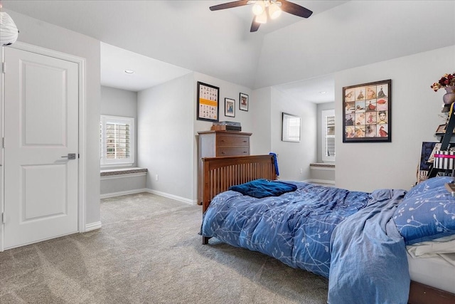 1630 Old Oak Ct, Prosper, TX 75078 - bedroom with carpet, lofted ceiling, and ceiling fan