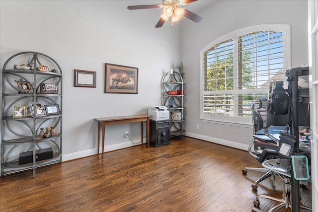 1630 Old Oak Ct, Prosper, TX 75078 - office with ceiling fan and wood finished floors