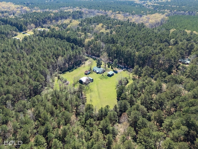 drone / aerial view with a forest view