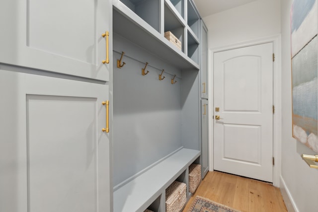 mudroom with light wood-style flooring